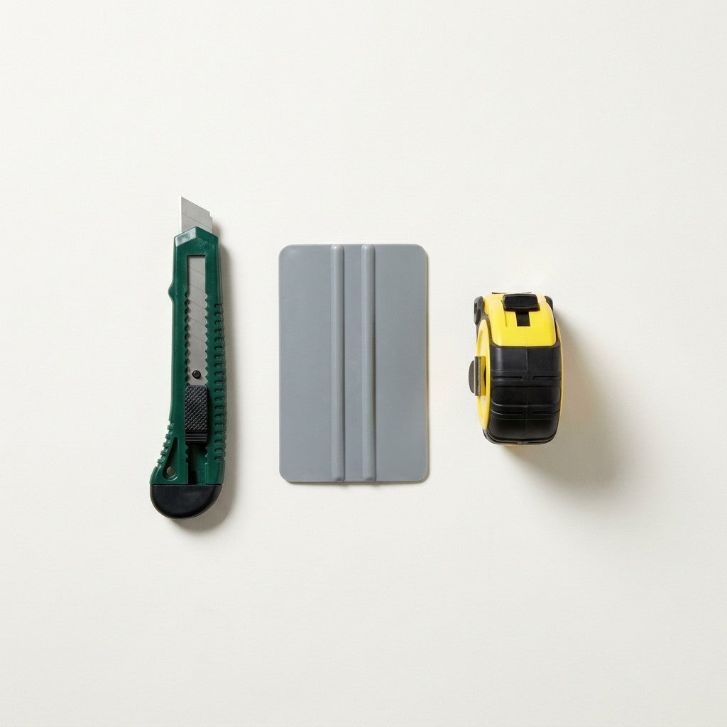 Kit de instalação: estilete, espátula e trena